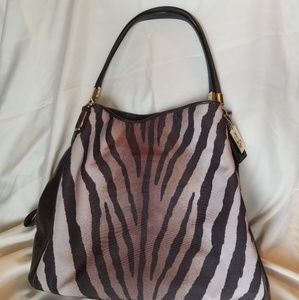 Madison Phoebe Zebra Print Jacquard Hobo Tote Shou